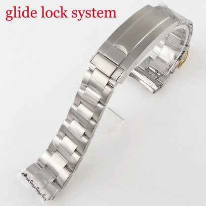 20mm Stainless Steel Watch Strap Bracelet Watchband Spare Parts Brushed/Mid-Polished Glide Lock System Fit for SUB Watch Case