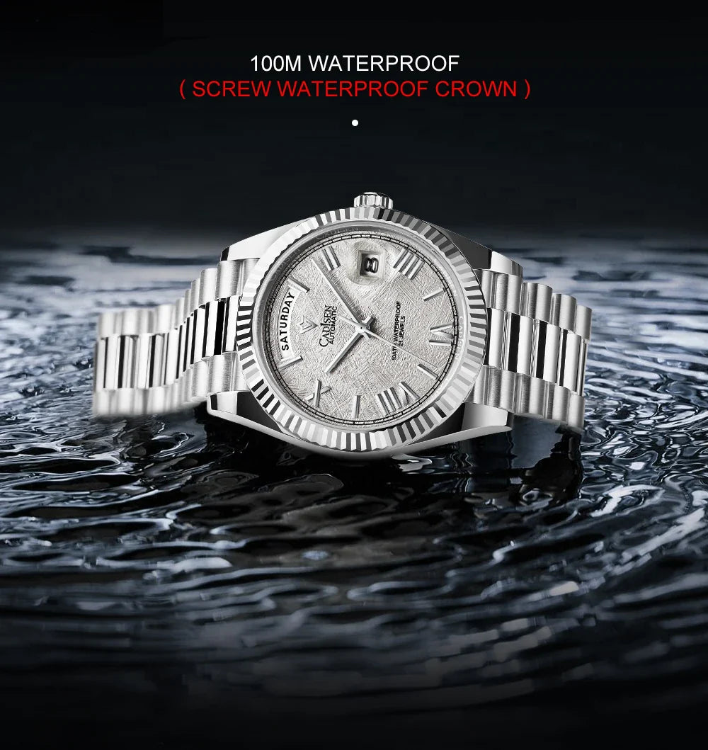 CADISEN C8185 DD40 Day-Date Watch Meteorite Dial  MIYOTA 8285 40MM Sapphire 10Bar