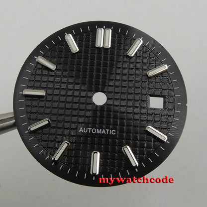 31mm Sterile Grid Black Watch Dial fit E TA 2824 2836 DG mingzhu 2813 8215 821a 8205 movement Replacement Parts