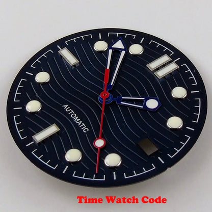 31mm Wave Dial Watch Face Hands Fit for NH35A ETA 2824 PT5000 ST2130 Miyota 8215 821A DG2813 3804 Movement Date Luminous Dial