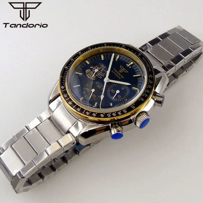 Tandorio 40mm Speed master Automatic  NN3836 Movement Chronograph Date Week Hardlex 5Bar