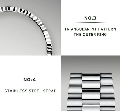 Cadisen C8198 DateJust Olive Green Palm Motif 10bar Dress Sapphire 40MM Miyota 8215 Movt