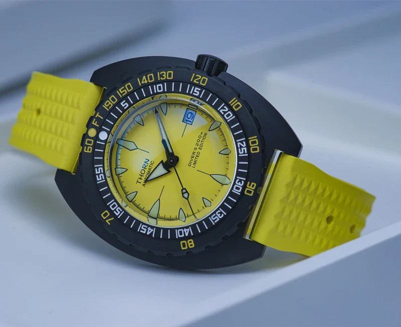 THORN Shirryu Sub 300T Homage SHY020 Turtle Dive 44mm Bubble Sapphire Glass20Bar 44MM C3 lume