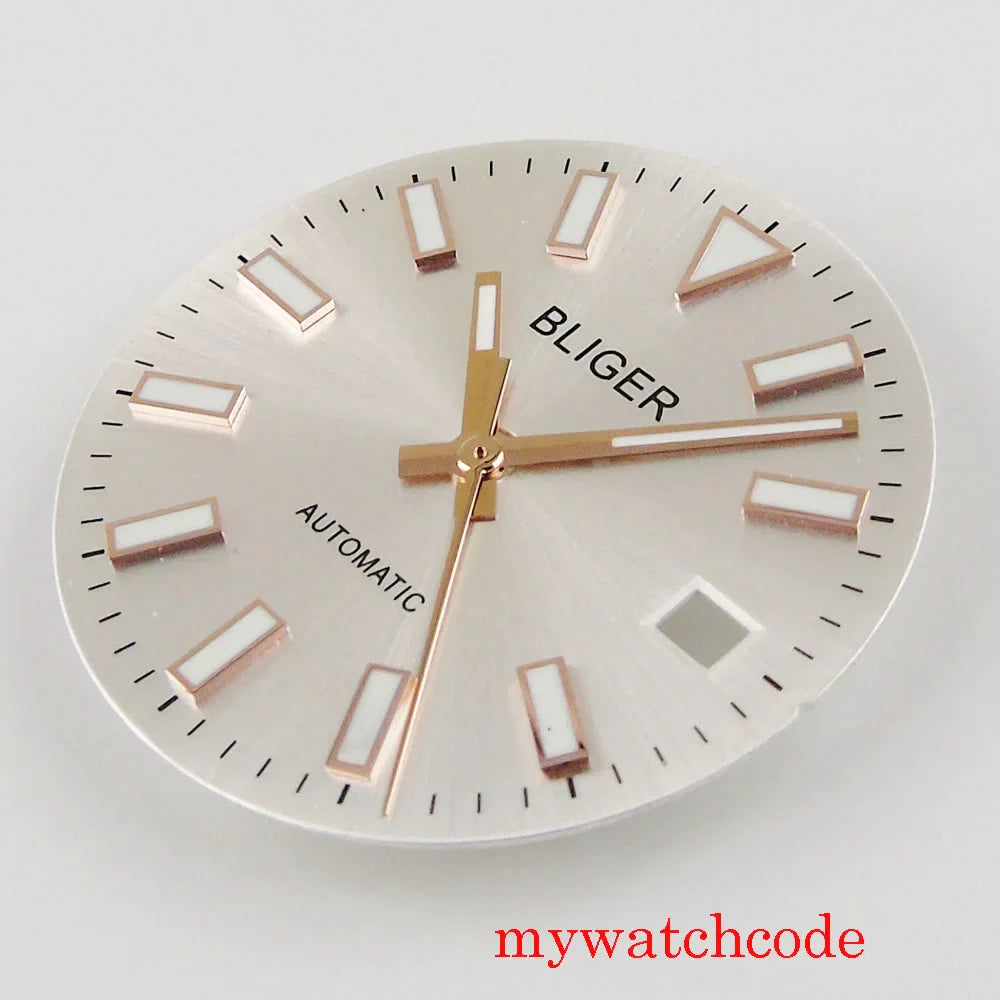 29mm stainless steel  silver color sterile men watch dial with date window watch hand fit miyota 8215 movement