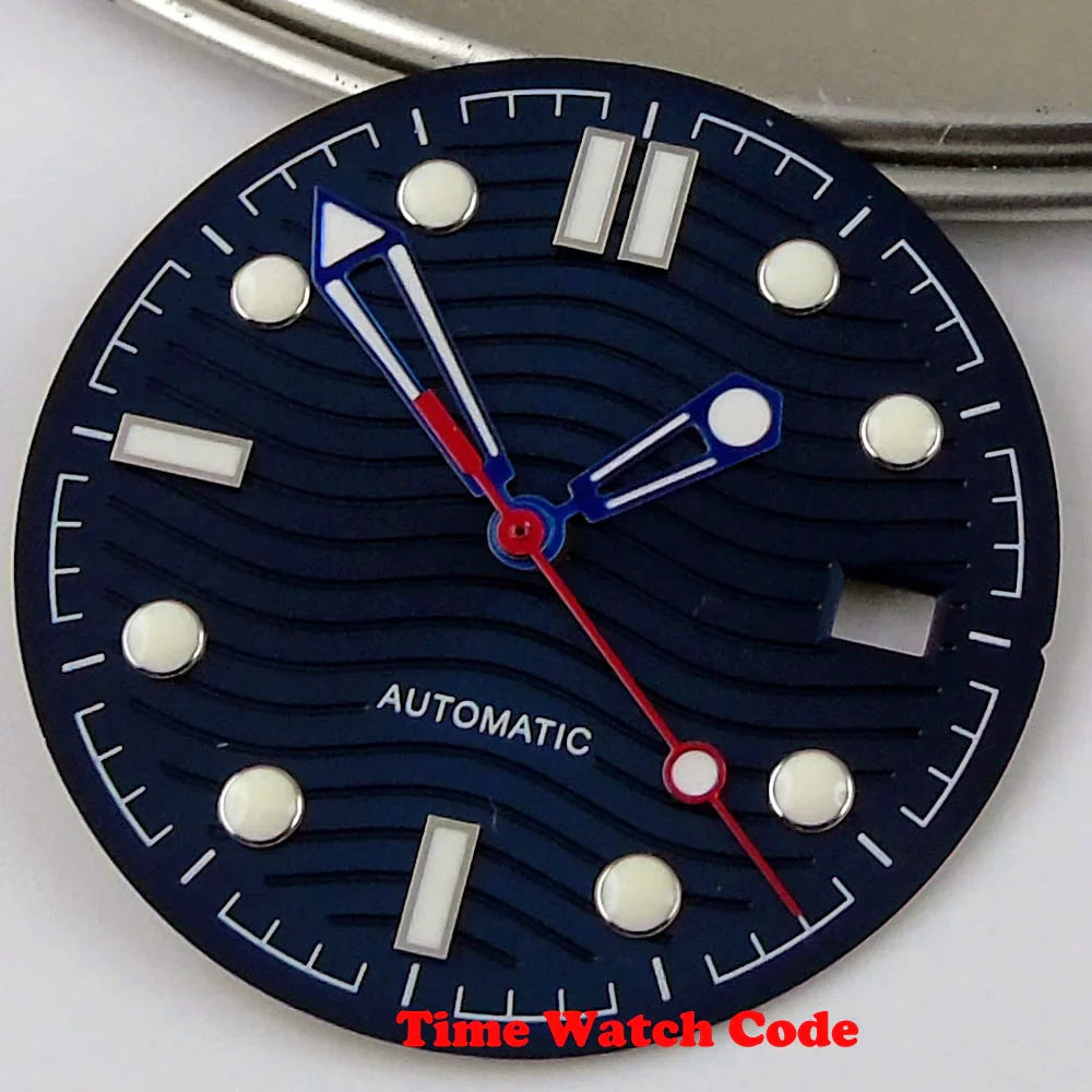 31mm Wave Dial Watch Face Hands Fit for NH35A ETA 2824 PT5000 ST2130 Miyota 8215 821A DG2813 3804 Movement Date Luminous Dial