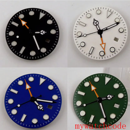Watch Dial And Hands Set Fit Mingzhu 3804 Automatic Movement With Date Window Luminous Marks Wristwatch Parts
