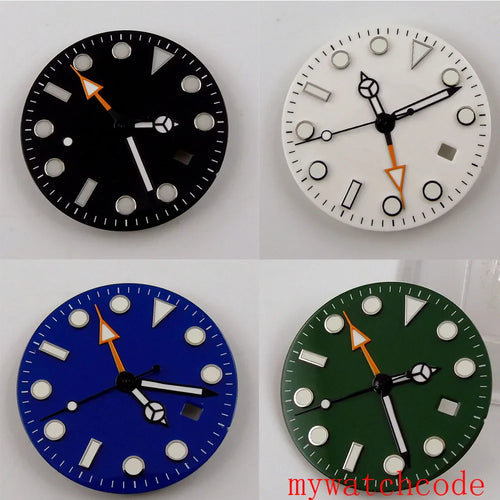 Watch Dial And Hands Set Fit Mingzhu 3804 Automatic Movement With Date Window Luminous Marks Wristwatch Parts