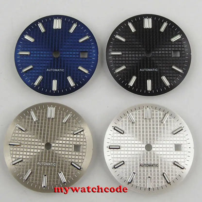 31mm Sterile Grid Black Watch Dial fit E TA 2824 2836 DG mingzhu 2813 8215 821a 8205 movement Replacement Parts