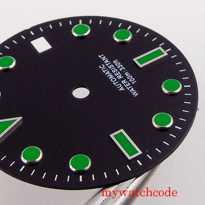 28.5mm Black White Sterile Watch Dial For 24 Jewels NH35A NH36A Automatic Movement With Date Window