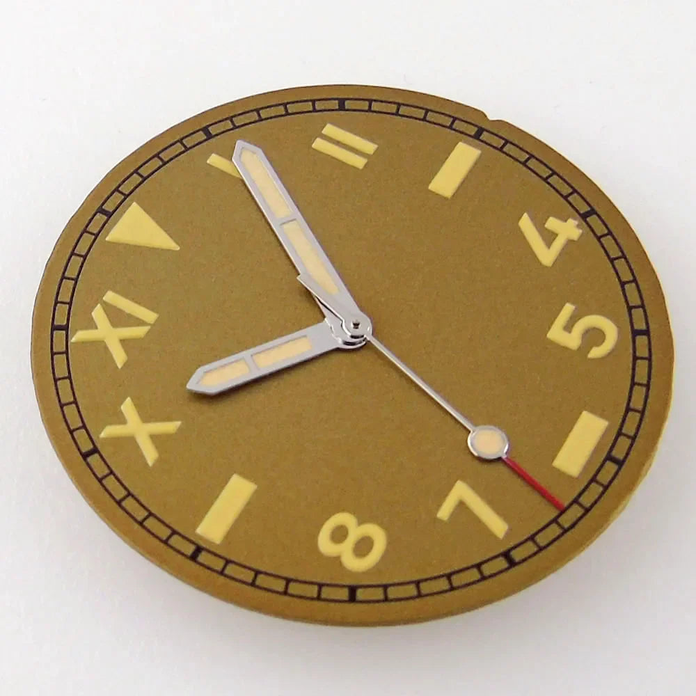 For NH35 NH36 MIYOTA 82 Series ETA 2836 2824 Automatic Movement 29MM California Black Super Luminous Watch Dial Face Hands Set