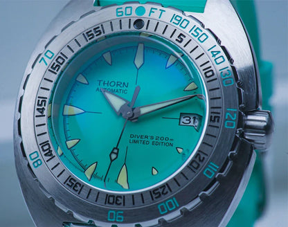 THORN Shirryu Sub 300T Homage SHY020 Turtle Dive 44mm Bubble Sapphire Glass20Bar 44MM C3 lume