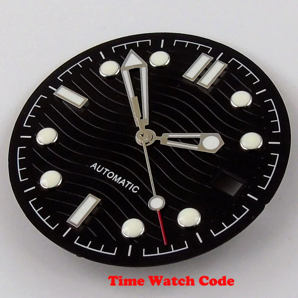 31mm Wave Dial Watch Face Hands Fit for NH35A ETA 2824 PT5000 ST2130 Miyota 8215 821A DG2813 3804 Movement Date Luminous Dial