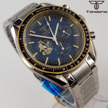 Tandorio 40mm Speed master Automatic  NN3836 Movement Chronograph Date Week Hardlex 5Bar