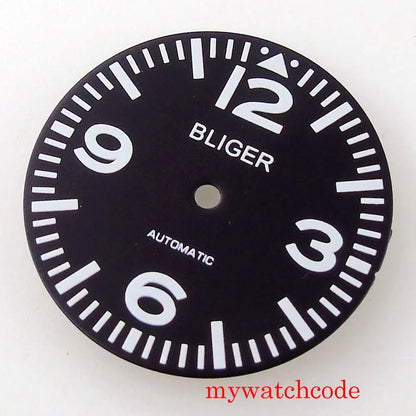 29mm Logo/Sterile Watch Dial Face Hands Set Fit NH 35 NH 36 ET A2824 PT 5000 MIY OTA82 Series DG2813 Movement Green Luminous