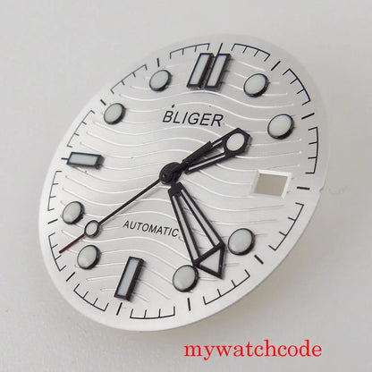 For NH35 Automatic Movement Watch Parts Dial Hands With Date Window Luminous Marks