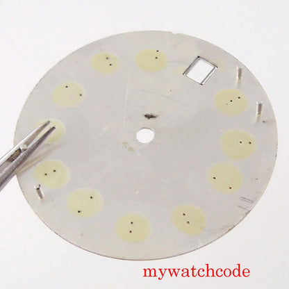 29mm Sterile Luminous Kanagawa Surfing Watch Dial Parts With Date Window Dila Feet At 23/38 Degree Fit NH35A Movement