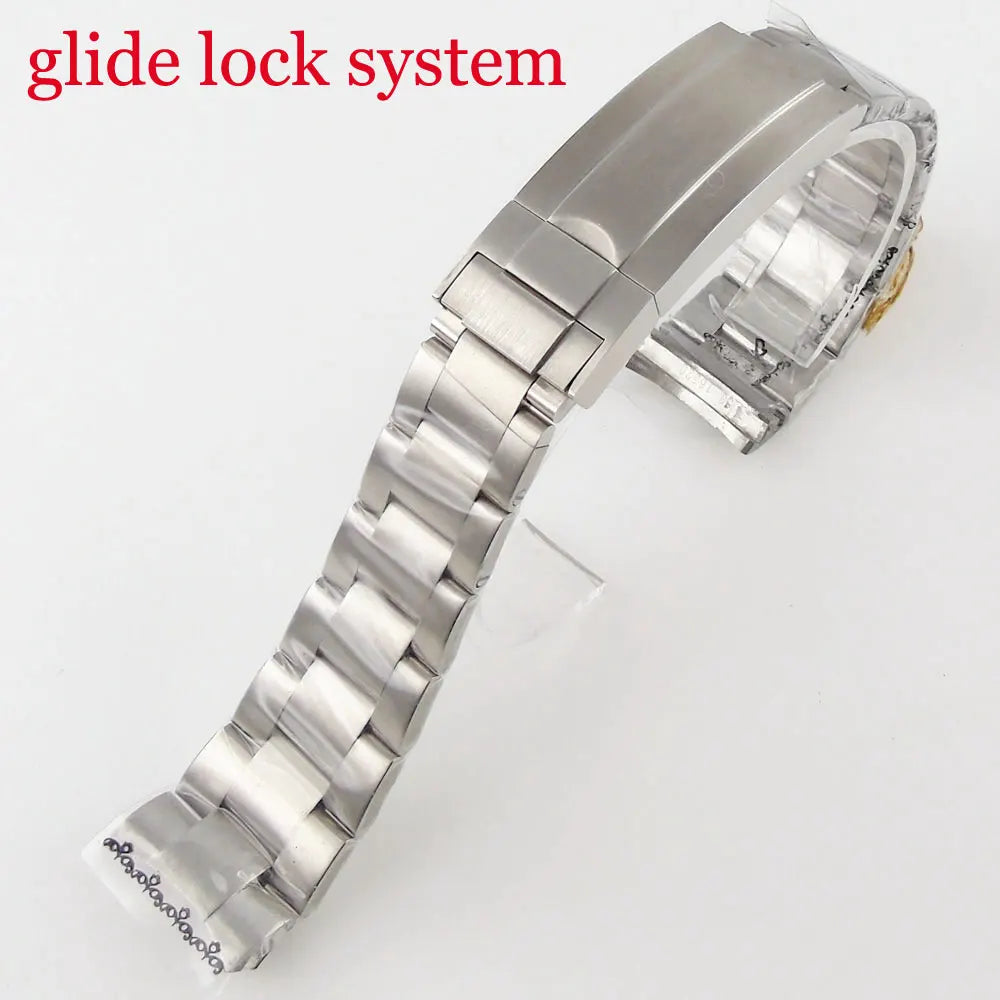 20mm Stainless Steel Jubilee Bracelet Watchband Spare Parts Brushed/Mid-Polished Glide Lock System Fit for SUB Watch Case