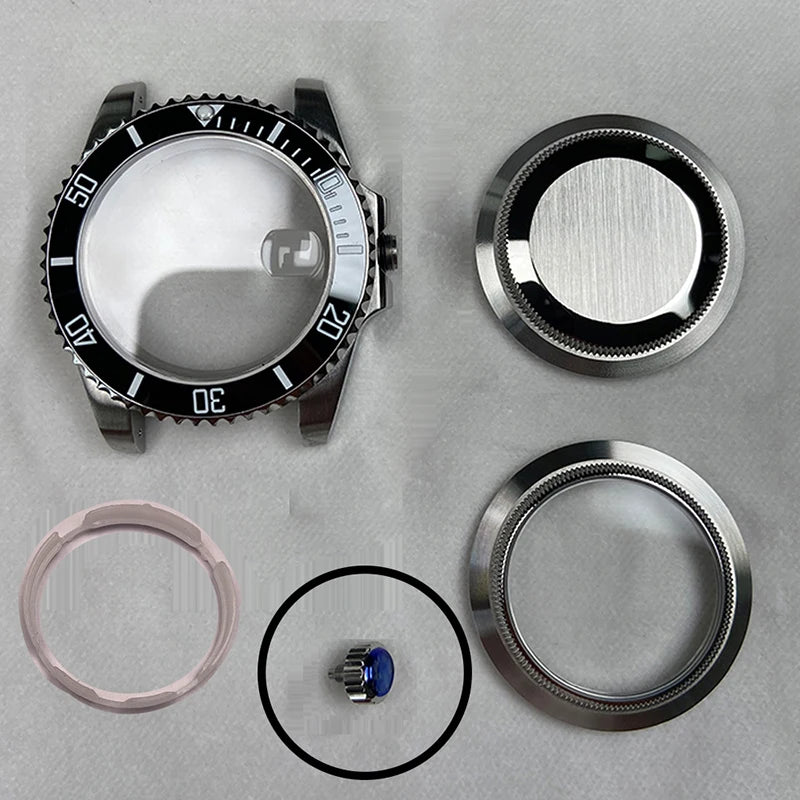 NH35 40mm SUB Black Ceramic Insert Watch Case Sapphire For NH34 NH35 NH36 NH38 4R36 Miyot8215 ETA2824 Movement 20ATM Waterproof
