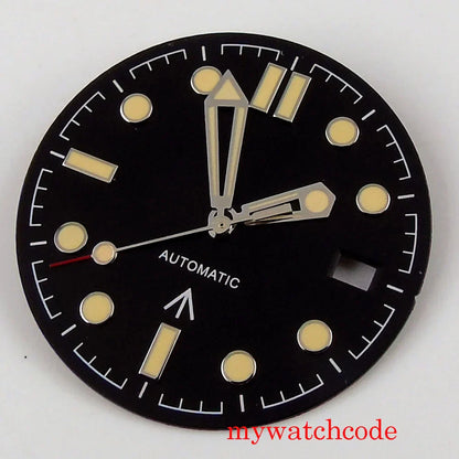 New Stainless Steel Watch Dial And Hand 31mm Diameter Luminous Marks With Date Window Fit NH35 Automatic Movement