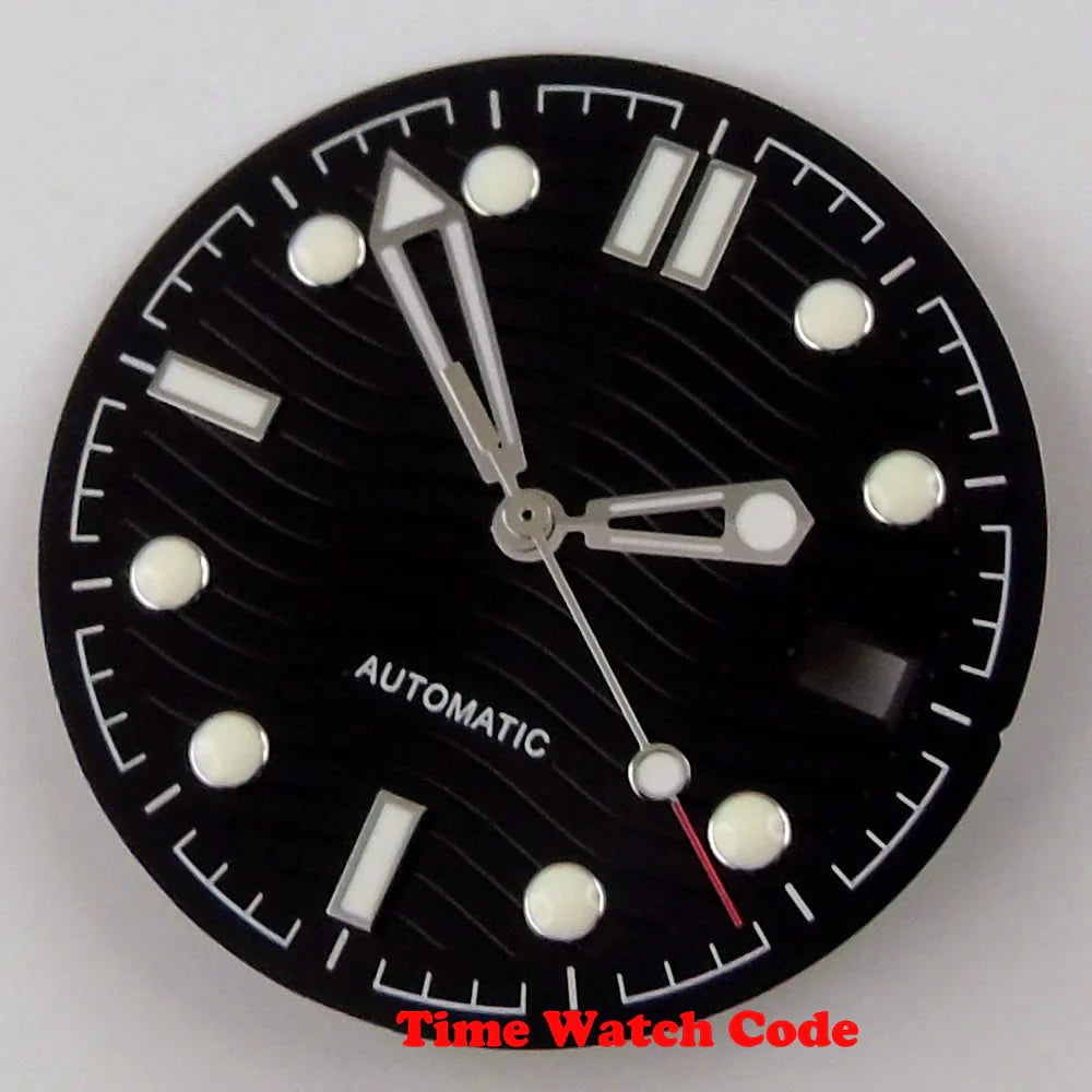 31mm Wave Dial Watch Face Hands Fit for NH35A ETA 2824 PT5000 ST2130 Miyota 8215 821A DG2813 3804 Movement Date Luminous Dial