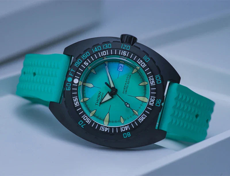 THORN Shirryu Sub 300T Homage SHY020 Turtle Dive 44mm Bubble Sapphire Glass20Bar 44MM C3 lume