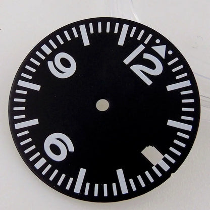 29mm Black Dial Date Window Green Luminous Sword Hands Fit NH35 7s26 7s36 7s25 7s35 6r15 Automatic Movement