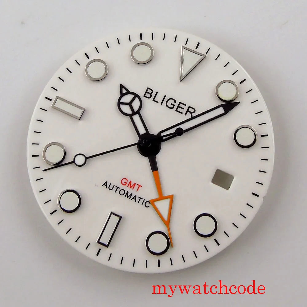 Watch Dial And Hands Set Fit Mingzhu 3804 Automatic Movement With Date Window Luminous Marks Wristwatch Parts