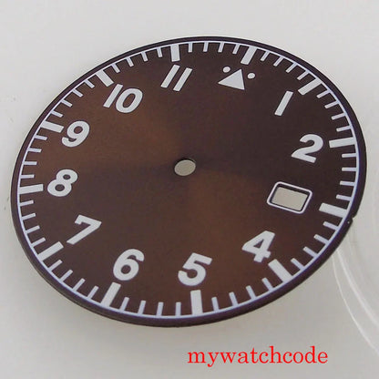 33.6mm Sunburst Watch Dial Green Luminous For NH35A Movement Green Luminous Marks With Date Window Wristwatch Accessories