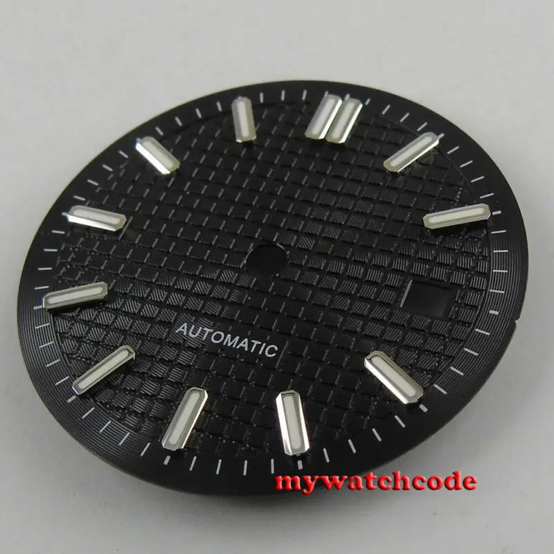 31mm Sterile Grid Black Watch Dial fit E TA 2824 2836 DG mingzhu 2813 8215 821a 8205 movement Replacement Parts