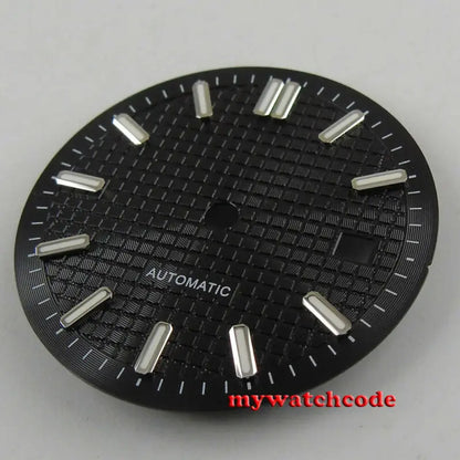 31mm Sterile Grid Black Watch Dial fit E TA 2824 2836 DG mingzhu 2813 8215 821a 8205 movement Replacement Parts