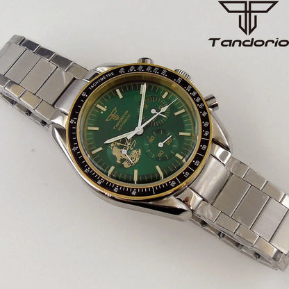 Tandorio 40mm Speed master Automatic  NN3836 Movement Chronograph Date Week Hardlex 5Bar