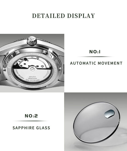 Cadisen C8198 DateJust Olive Green Palm Motif 10bar Dress Sapphire 40MM Miyota 8215 Movt