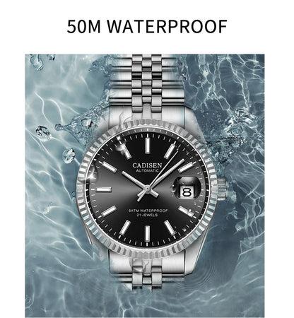 CADISEN C8053 Dress Watch Date Just  miyota 8215 Automatic 38MM Sapphire 5Bar