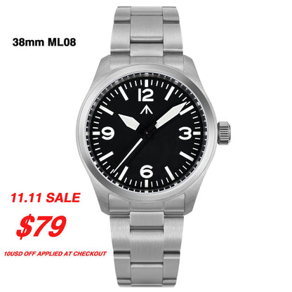 ★11.11 Sale★Militado 38mm Military Watch Vintage Field Watch 369 Dial ML08