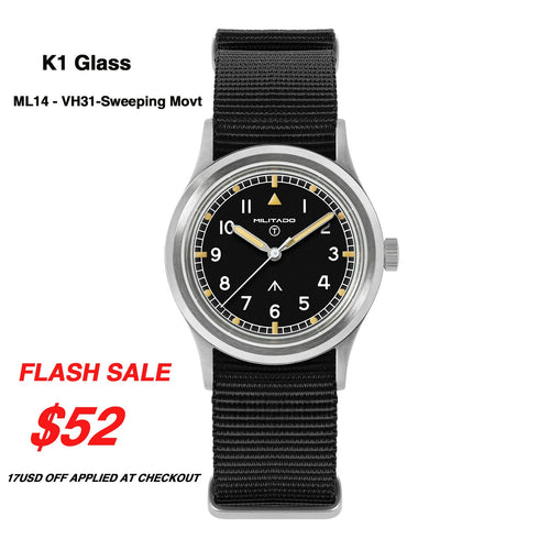 ★New Released★Militado 36mm Field Watch VH31 Sweeping Movt D12 Dial ML15