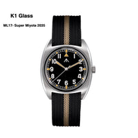 Vintage Black-Super Miyota 2035-No Calendar-Khaki Nylon