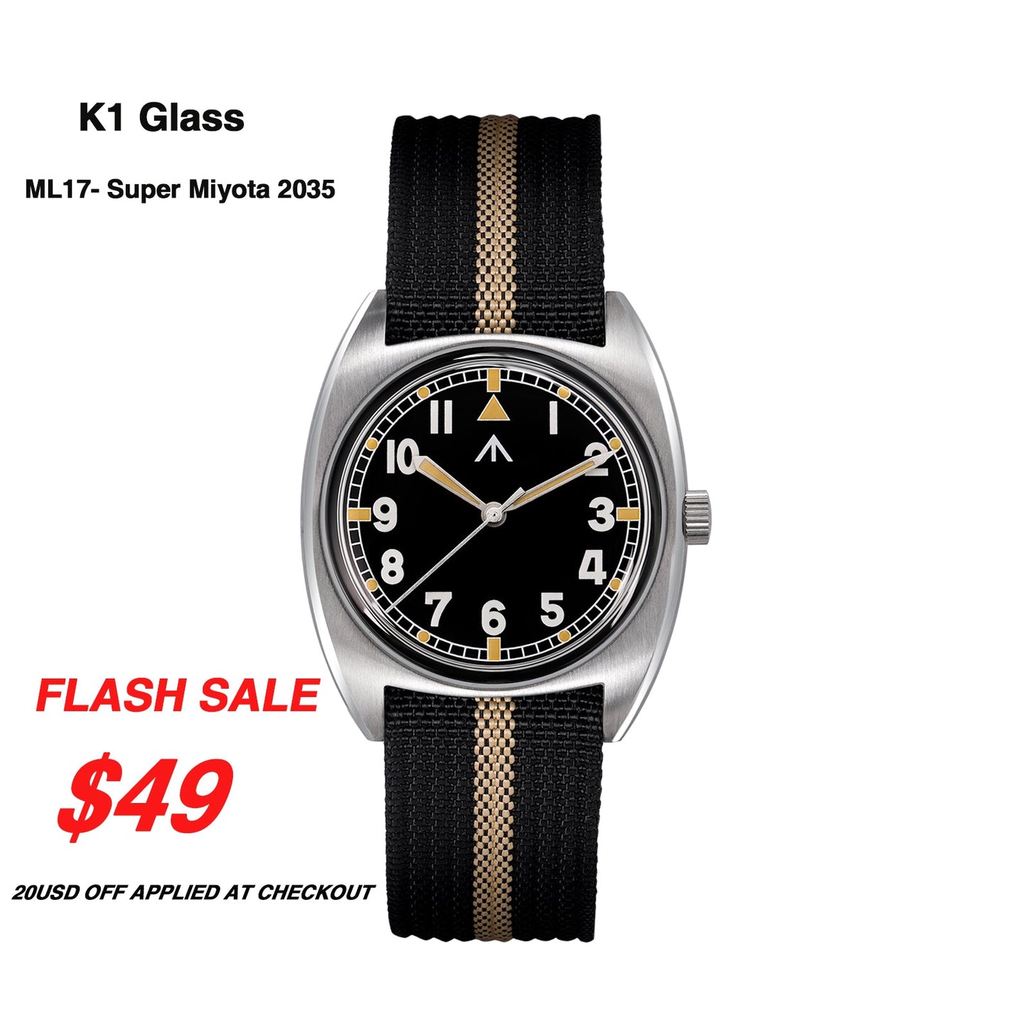 ★New Released★Militado Vintage 36mm Military Watch W10 Remake ML17