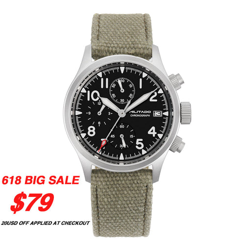 Militado 39mm Retro Chronograph Watch Military Watch ML1868