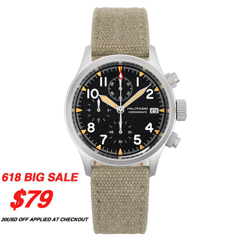 Militado 39mm Retro VK67 Quartz Chronograph Watch ML1868