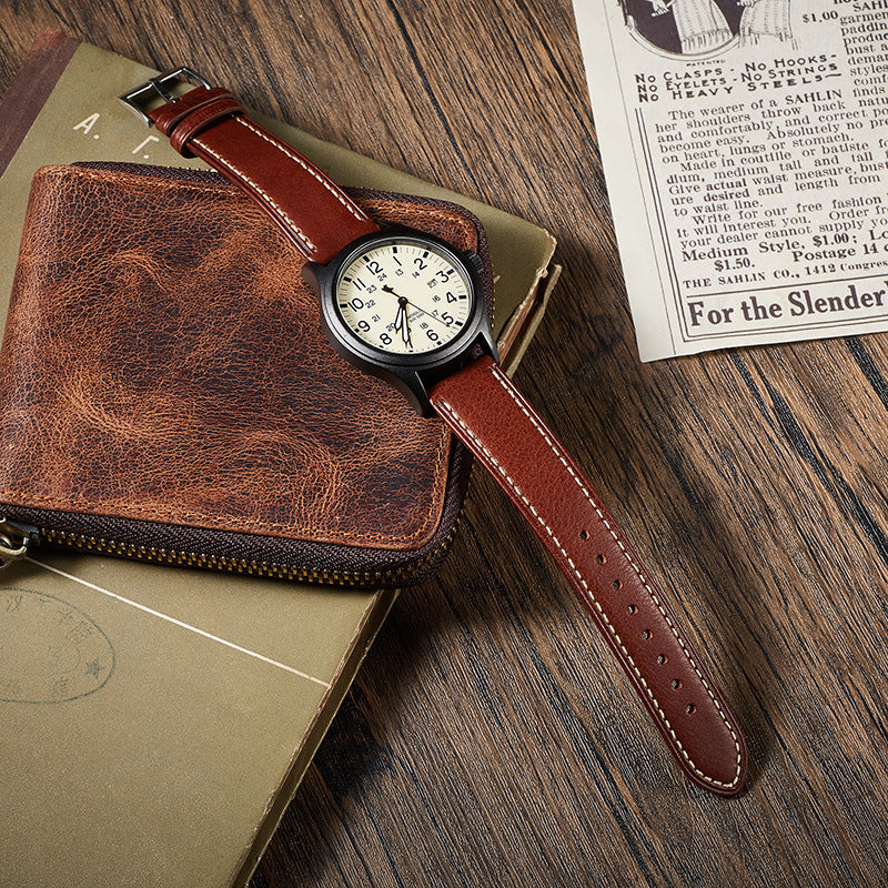 Italian vegetable tanned leather strap quick release watch strap 18 20 22mm