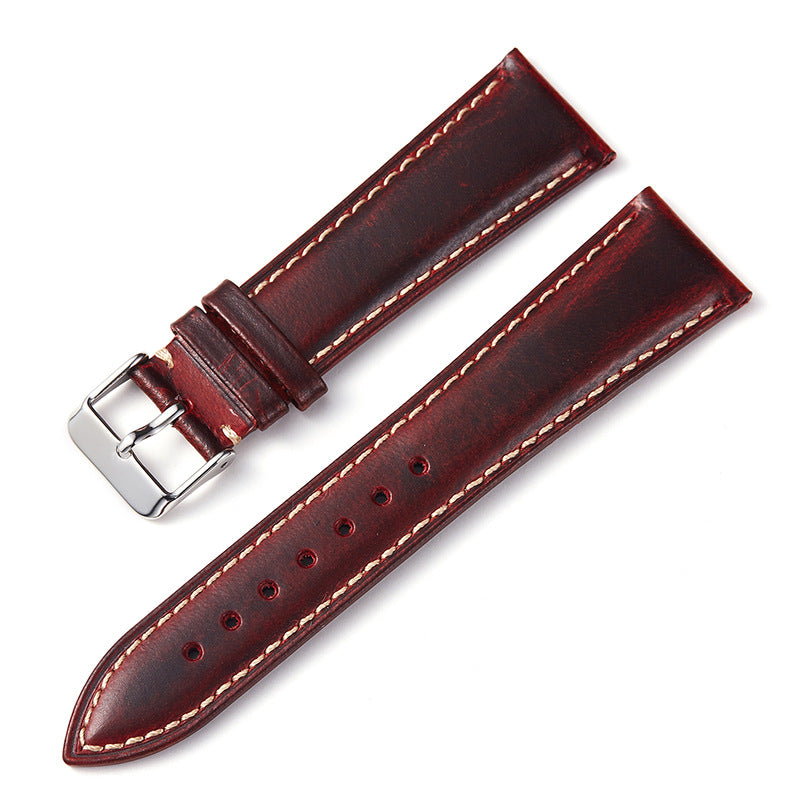 Vintage Oil Wax Leather Watch Strap Cowhide Watchband 18mm 19mm 20mm 21mm 22mm