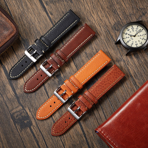 Italian vegetable tanned leather strap quick release watch strap 18 20 22mm