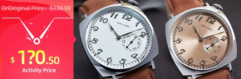 Baltany 38MM Military Watch Men  S2076 NH38 Automation Stainless Steels 100m Waterproof Vintage Khaki Aviation Homage Watch