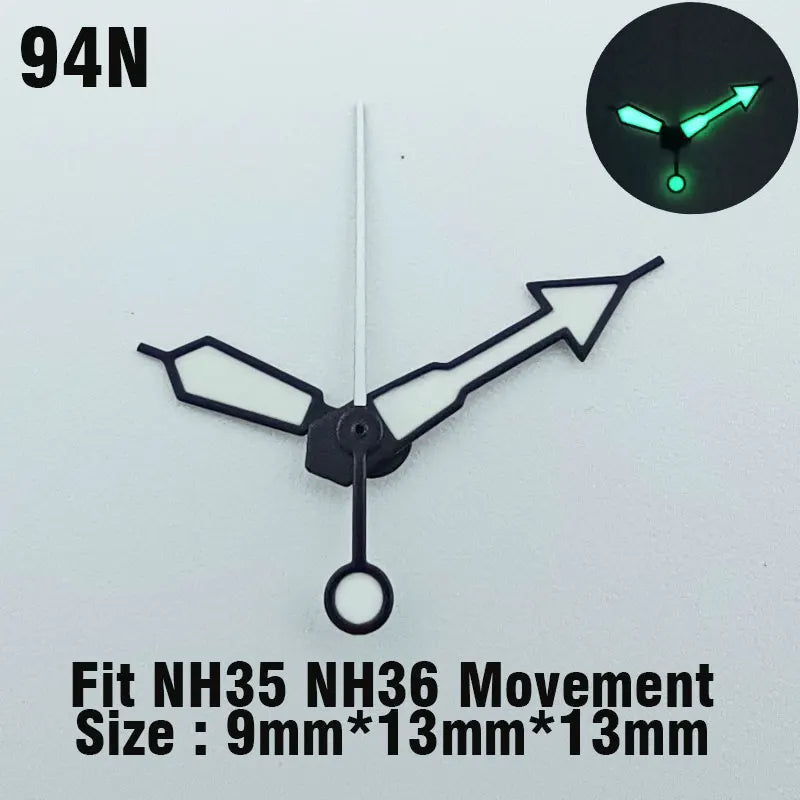 Watch hands NH series 35 36 hands Green glow in the dark hands seconds Watch accessories for NH series 35 36 movement assembly