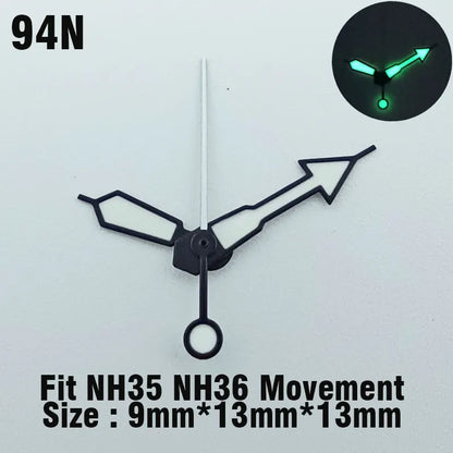 Watch hands NH series 35 36 hands Green glow in the dark hands seconds Watch accessories for NH series 35 36 movement assembly