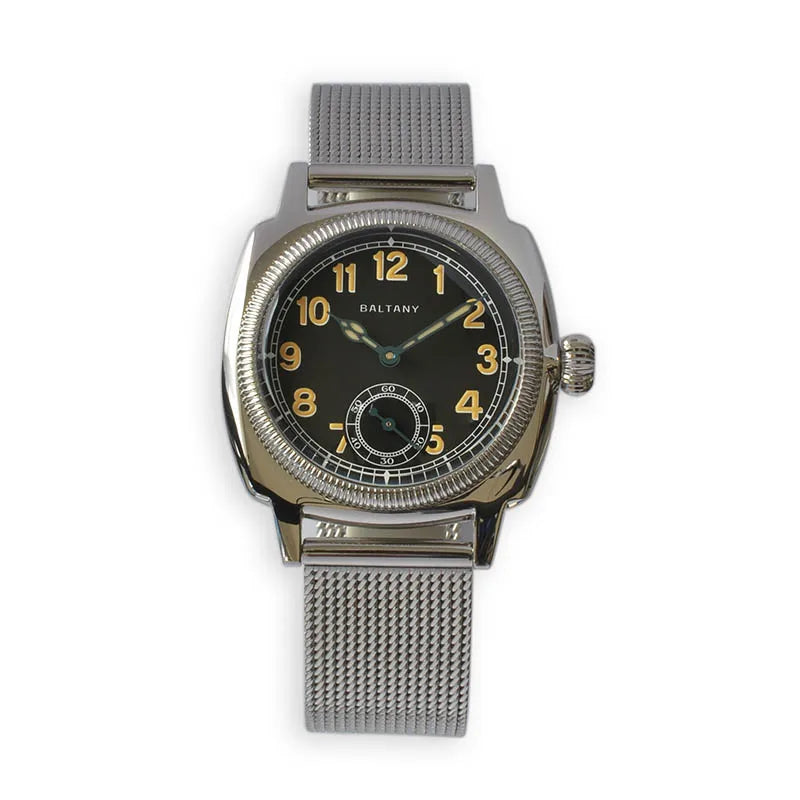 Baltany 1926 Vintage Dress Wristwatches S4036 Square Case Sub Seconds Luminou 20ATM Stainless Steel Automatic Mechanical Watches