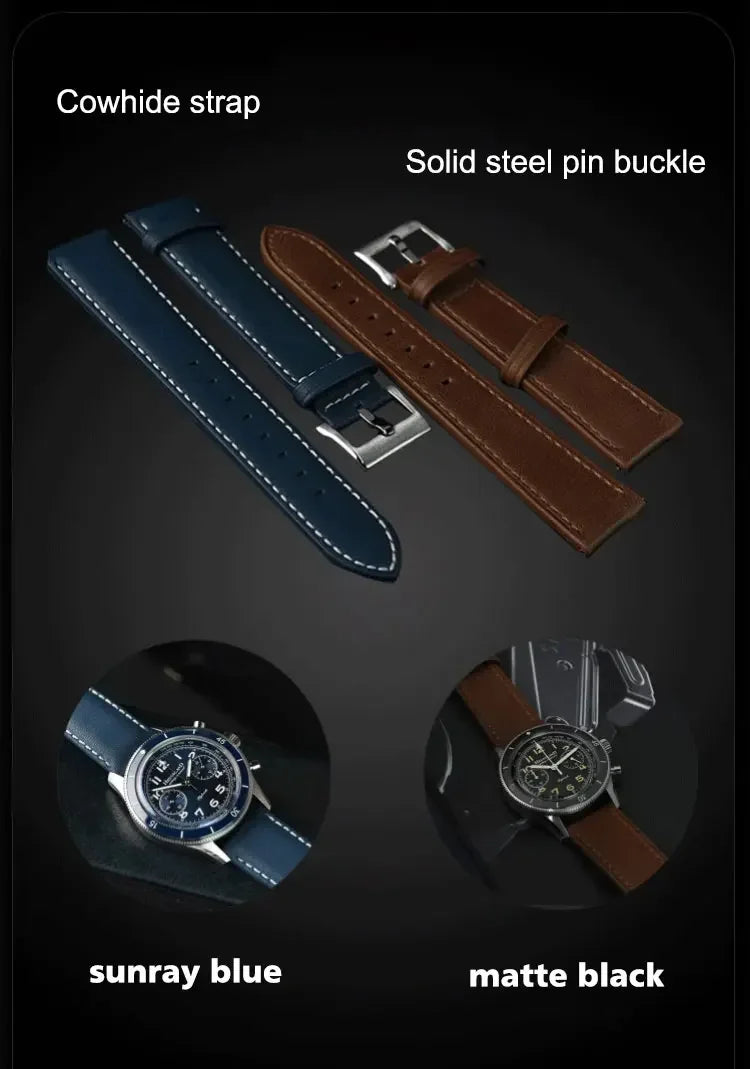 Fifty Fathoms Mod Hruodland Fo19  Chronograph Watch VK64 Quartz AR Sapphire 40MM 10bar