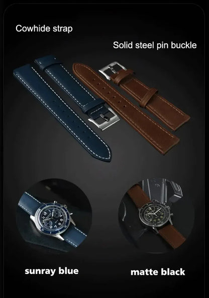 Fifty Fathoms Mod Hruodland Fo19  Chronograph Watch VK64 Quartz AR Sapphire 40MM 10bar