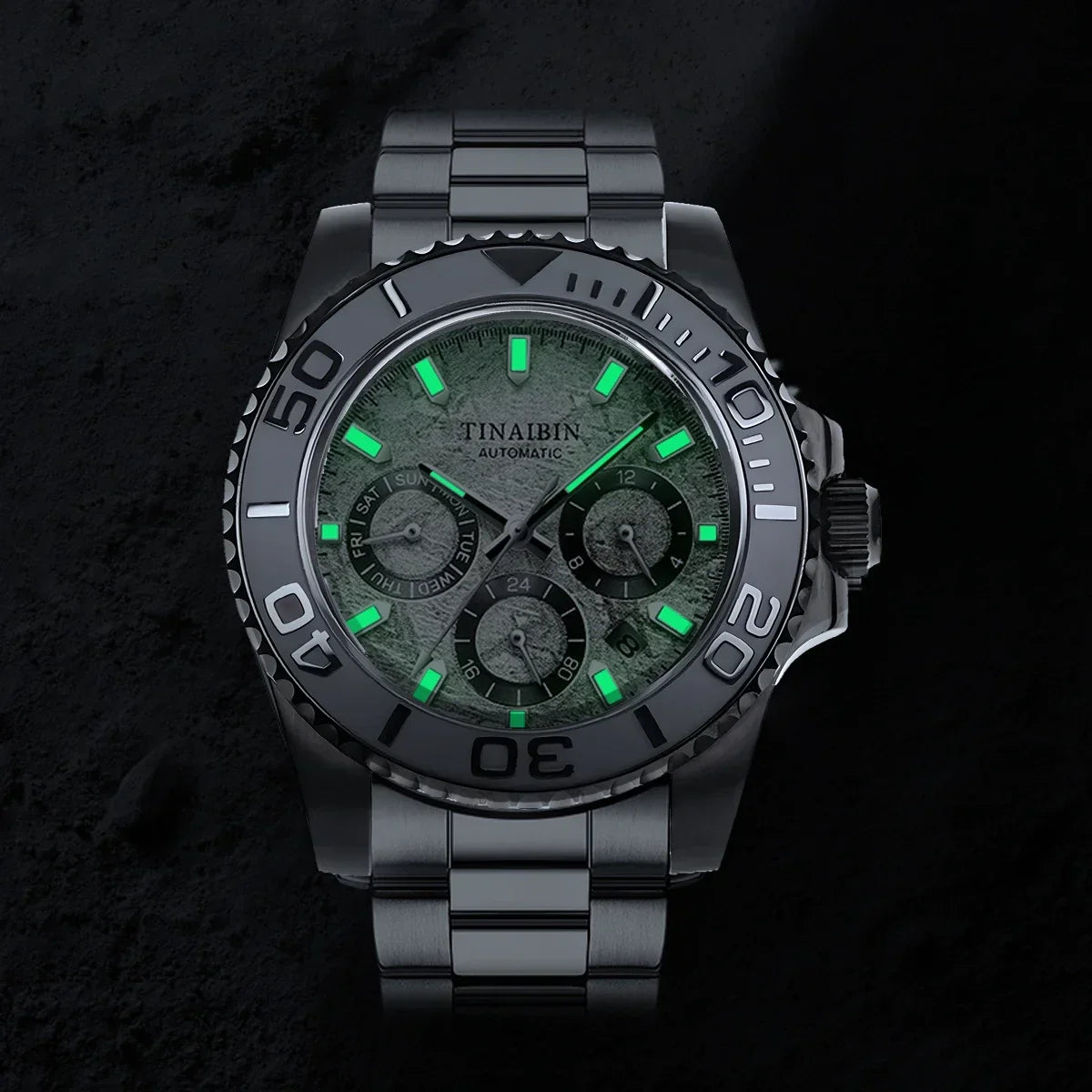 42mm Black PVD Yacht master Skx007 Steel Black Matte Waterproof Watch Case With Sapphire Crystal For Nh35 Nh36 Movement 28.5mm Dial Mods