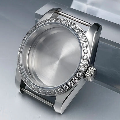 36mm/39mm NH35 Case President Jubile Strap Diamond Bezel Sapphire Glass Mod For NH35 NH36 Movement Watch Case Accessories Parts